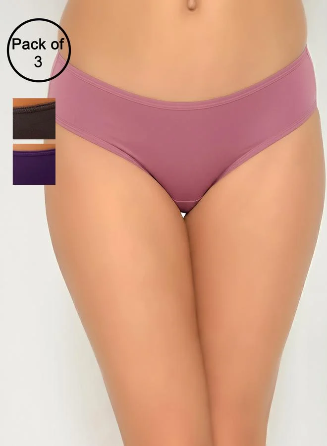 Clovia  Pack of 3- Solid Bikini with Inner Elastic - Cotton for Women | Best Price UAE